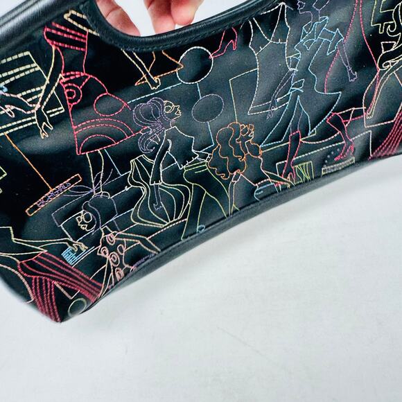 BCBGirls Retro Embroidered Patent Faux Leather Clutch Handbag Y2K Throwback - Picture 3 of 10